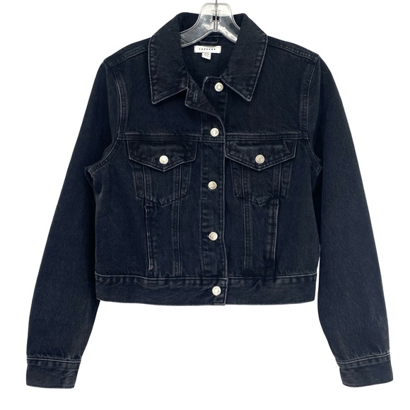 Topshop Jackets & Blazers - Topshop Black Denim Jean Jacket Moto